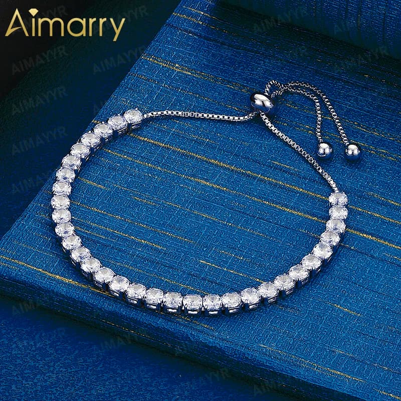 925 Sterling Silver Light Luxury Round AAA Zircon Bracelet for Women's Parties Banquets Weddings High-quality Fashion Jewelry