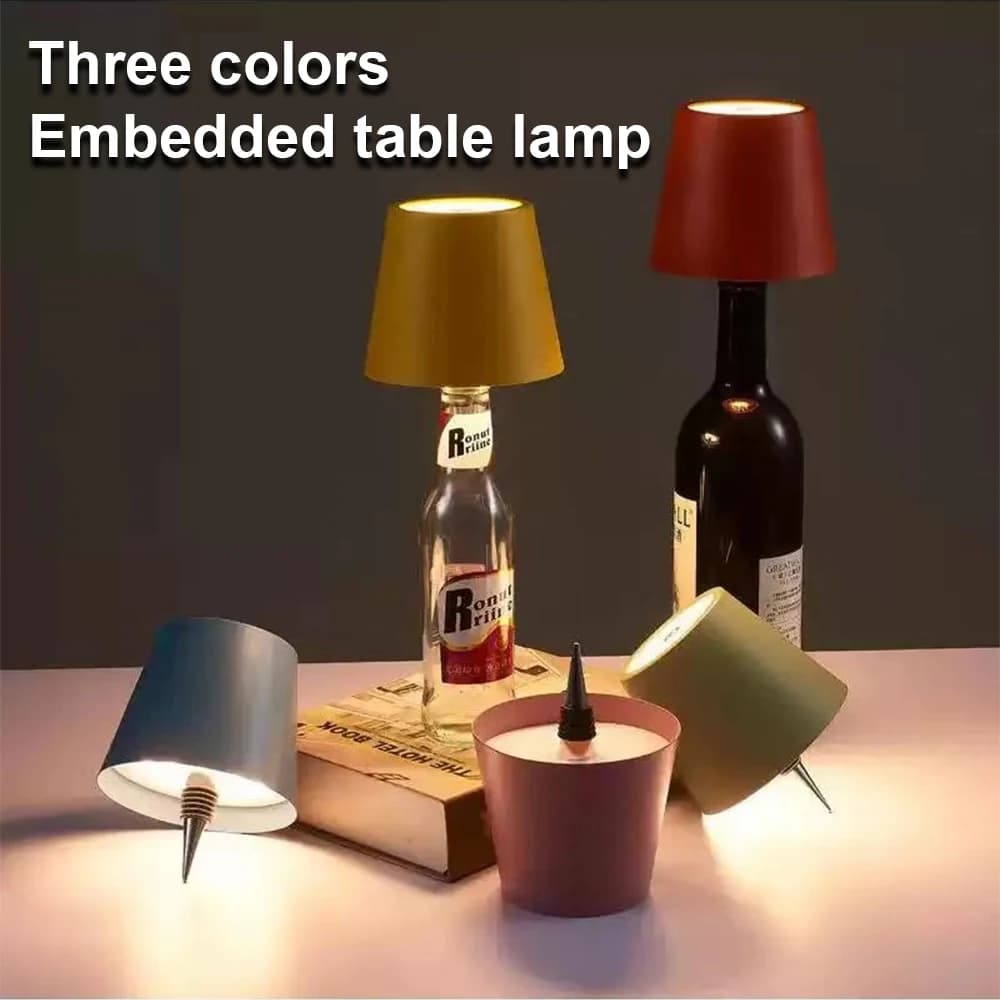 Wine Bottle Shape LED Creative Table Lamp, Rechargeable, 3 Color Decorative Light for Every Environment