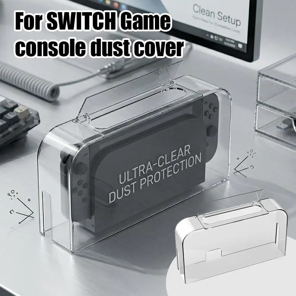 Copertura Antipolvere Trasparente per Nintendo Switch 2 e Dock OLED, Custodia Rigida Cristallina Protettiva per Accessori Console Switch