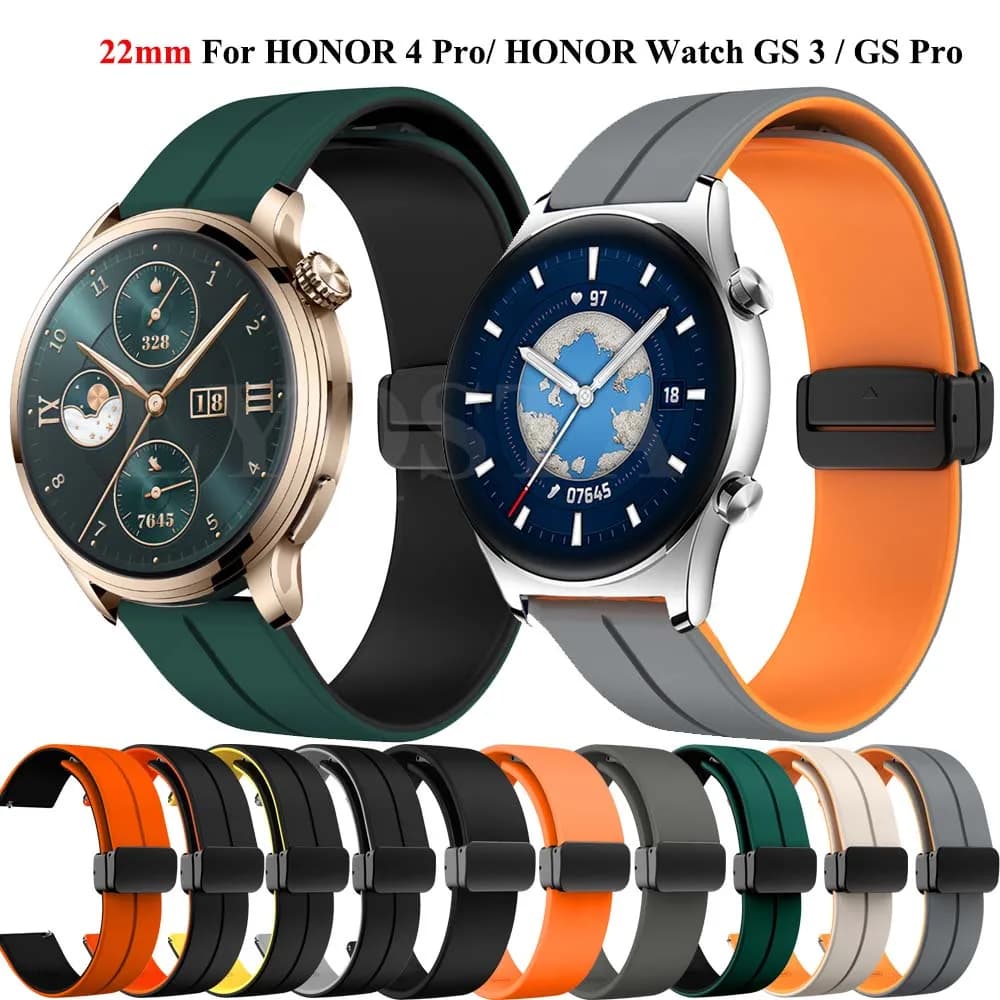Cinturino in silicone con fibbia magnetica calda da 22 mm per Honor 4 Pro Honor GS Pro GS 3i GS 3 GS3 Magic Watch 2 46mm cinturino per orologio intelligente