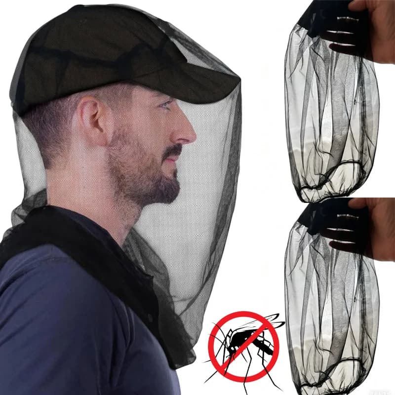 1/2Pcs Outdoor Mosquito Bee Insect Mesh Head Face Protector Outdoor Camping Breathable Mesh Mask Bee Insect Protection Hats
