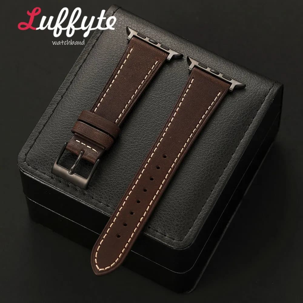 Cinturino in Pelle Cerata per Uomo e Donna per Apple Watch Serie 1-11 Ultra SE, Cinturino Vintage Durevole e Confortevole per iWatch 38-49mm