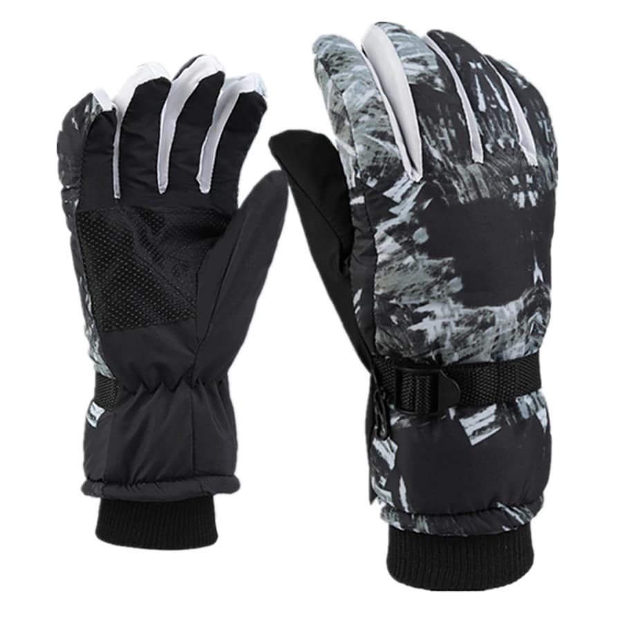 Guanti da sci neri da uomo Guanti invernali impermeabili ultraleggeri in PU Guanti da snowboard maschili da ciclismo Motociclismo Guanti antivento da neve