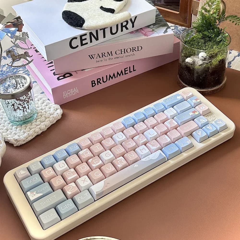 GEFENSI Paper Plane Keycap 127 Key XDA Sublimazione termica PBT Maiden Cute Keycap Adatto per profili di tastiera meccanica