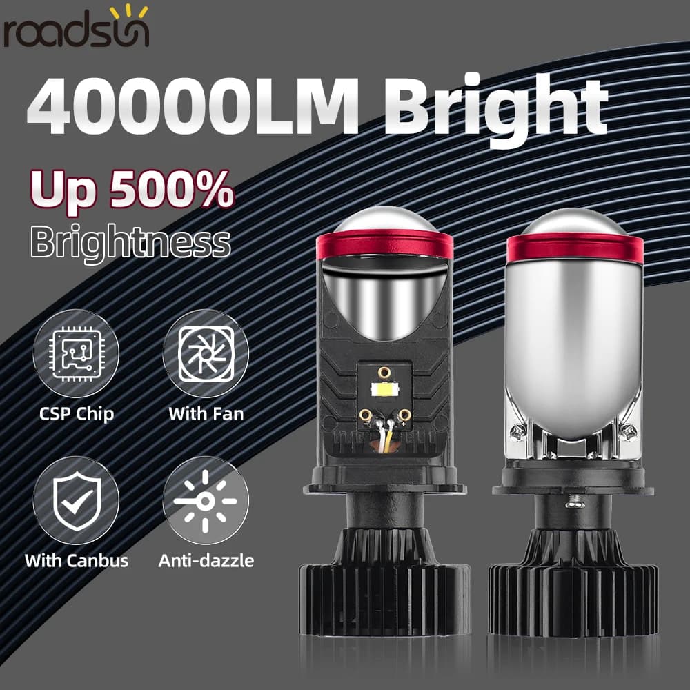 H4 LED Faro Mini Lente Proiettore 40000LM Guida a Sinistra Auto LED Lampadine per fari A Fascio Basso Lampadina Canbus per Auto/Motore 12V 24V