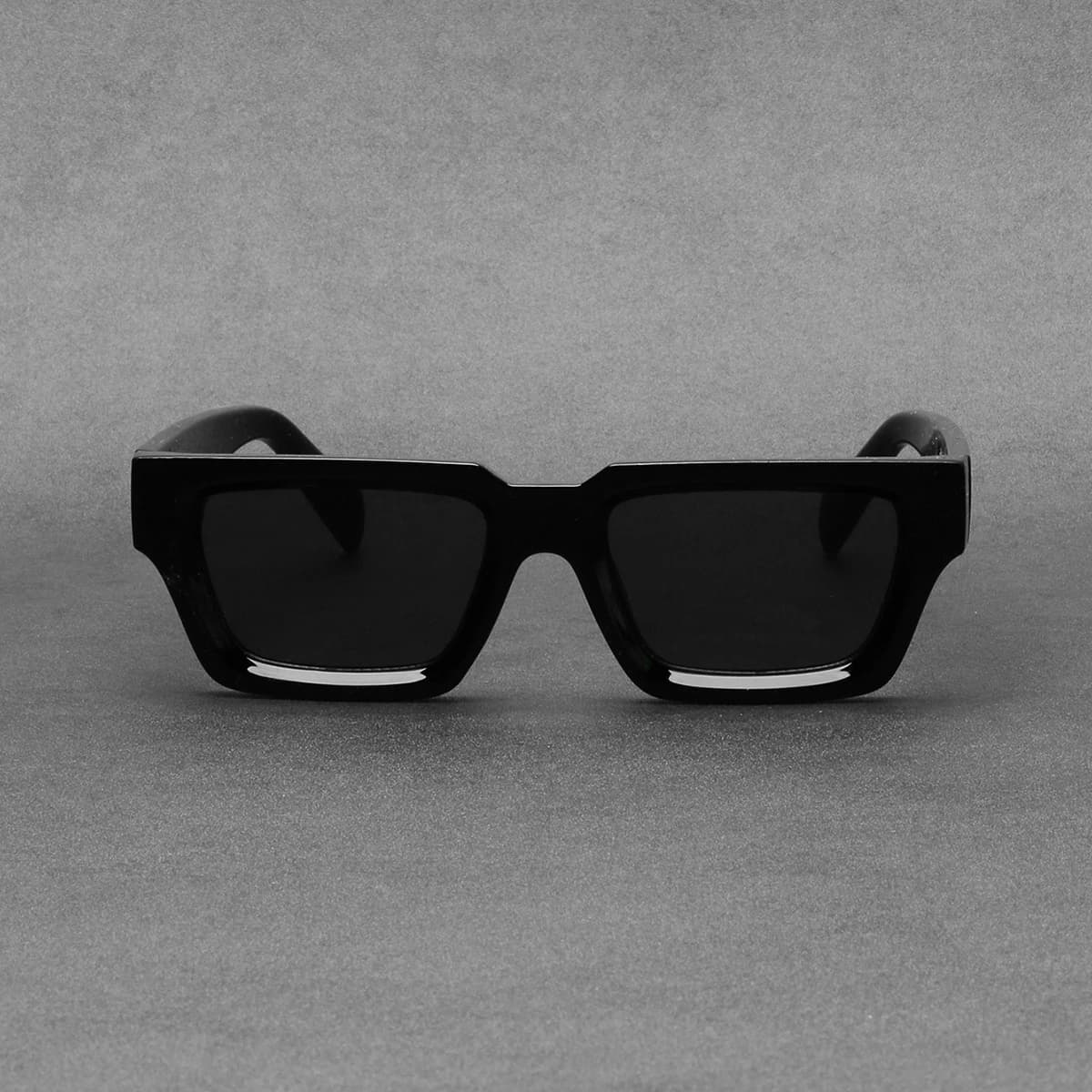 Ruiao fashion black small rectangular thick frame sunglasses for men women summer shades trendy eyewear