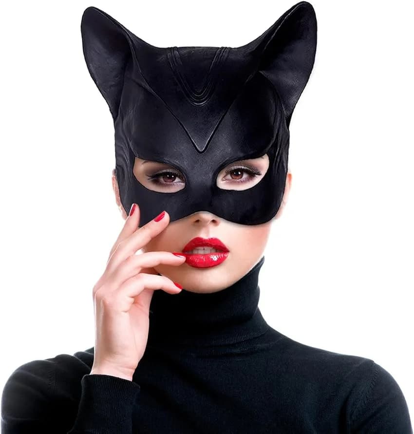 Maschera Sexy da Gatta per Cosplay, Maschera in Latex di Selina Kyle, Costume da Supereroe per Film, Maschera per Feste di Halloween, Maschera di Batman per Trucco e Balli in Maschera