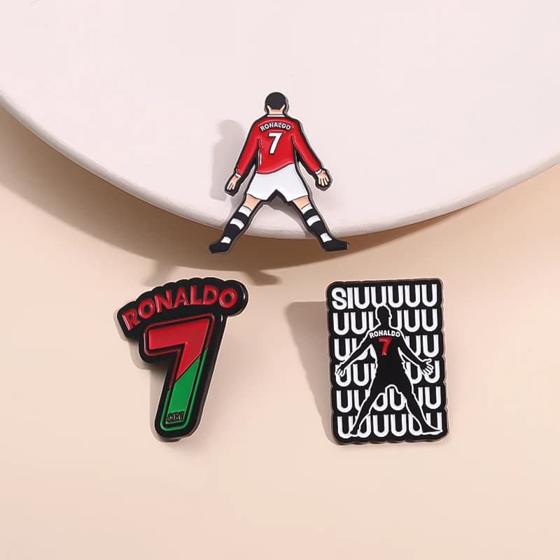 Glazed Spilles with Characters of Football Cartoon Players Number 7 Creative Spilles Backpack Slide Gift Accessories for Friends Fans