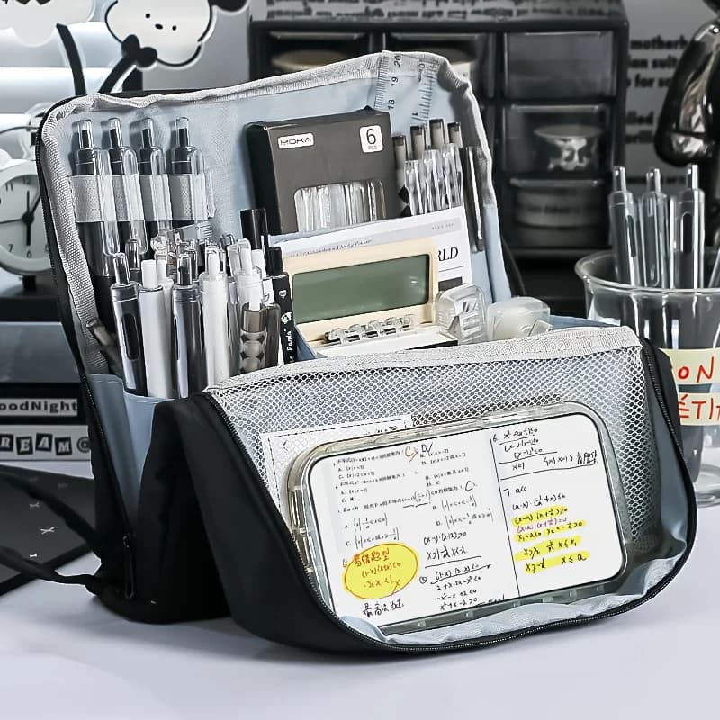 Organizer per astucci lavabili, borsa portaoggetti con tasca in rete multiscomparto di grande capacità per viaggi scolastici in ufficio, regalo unisex