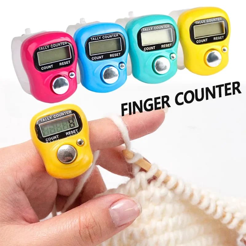 2 Pezzi Contatore Elettronico ad Anello per Dito, Mini Contatore Digitale per Conteggio Fili, Strumento per Contare i Giri e le Fili nel Lavoro a Maglia