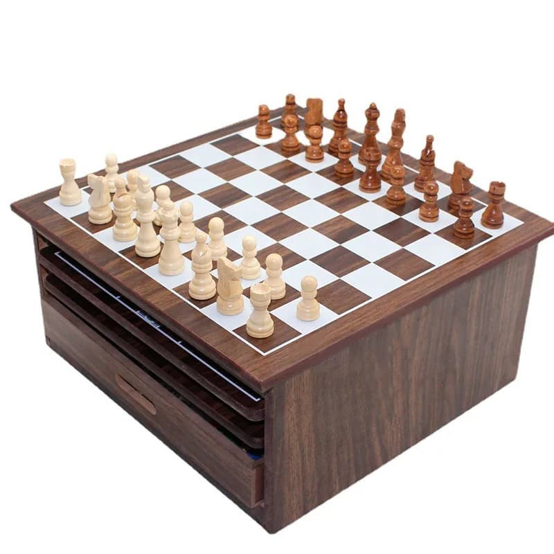 15-in-1 Wooden Multi Game Chess Set with Flying Chess, Checkers & Chess Board for Family Entertainment