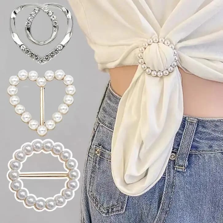 Accessorio Moda con Clip da Cintura per Fermare Camicie, Fissare e Stringere il Nastro in Vita, Anello Elegante per Sciarpe