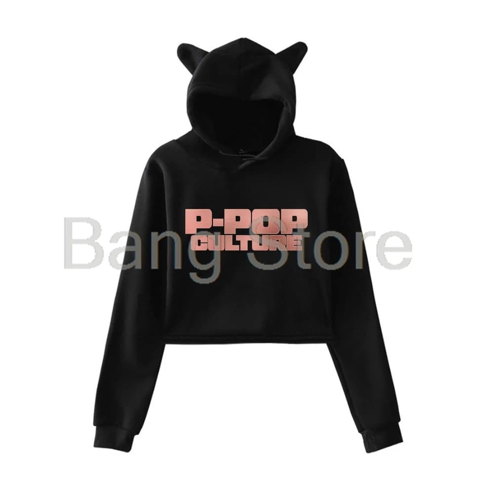 Karan Aujla Merch P-Pop Culture Cat Ear Felpa con cappuccio da donna Felpe a maniche lunghe Casual Streetwear Crop Top
