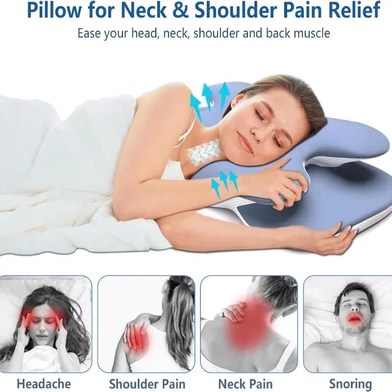 Federa in seta di ghiaccio Cuscino cervicale ergonomico Cuscino in memory foam Sollievo dal dolore al collo Viene regolabile per la casa per gli dorme sul lato posteriore