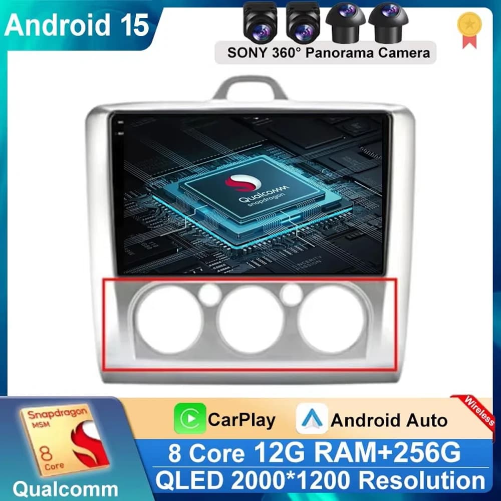 Android 15 GPS Navi Screen for Ford Focus 2 Mk2 2004 - 2011 Car Multimedia Radio Video Player Wireless Carplay DSP Stereo BT
