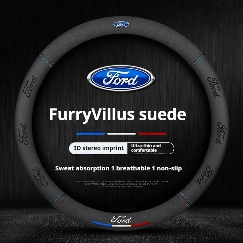 Auto Pelle Scamosciata 3D Coining Logo Antiscivolo Coprivolante Per Ford Mondeo Focus Raptor Puma Edge Explorer F150 Ranger Fusion Kuga
