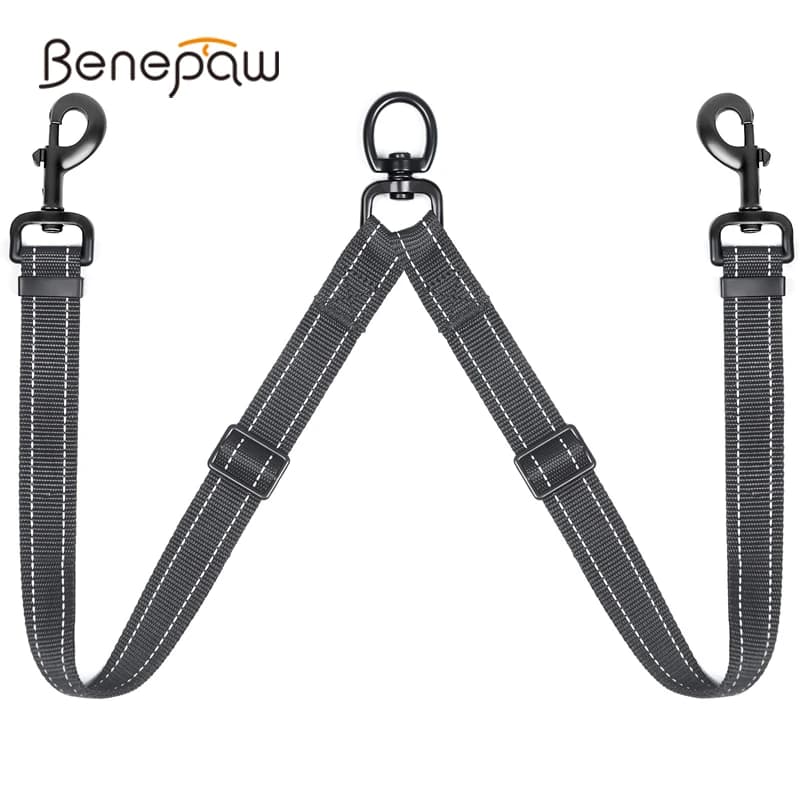 Benepaw Double Dog guinzaglio Dual lunghezza regolabile Pet Lead Quality riflettente No groviglio Puppy Walking Training guinzaglio per due cani