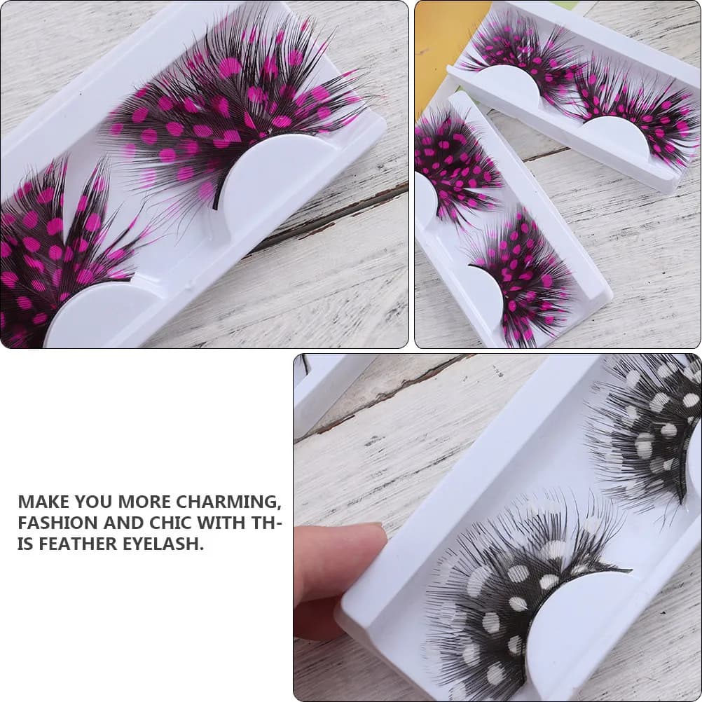2 Paia di Ciglia Finte Colorate, Made of Hand, Reusable, Effect High Fashion Eyes, Fascinating Styles for Female Makeup