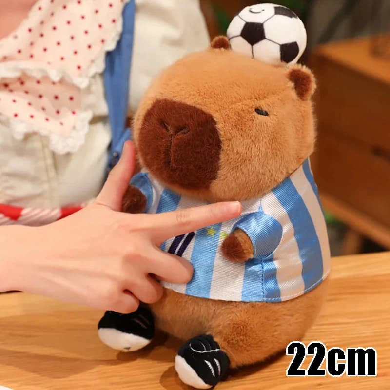Peluche Capibara Giocatore di Calcio, Adorabile Pupazzo Imbottito per Premi di Giornate Sportive Scolastiche, Simpatico Regalo per Bambini