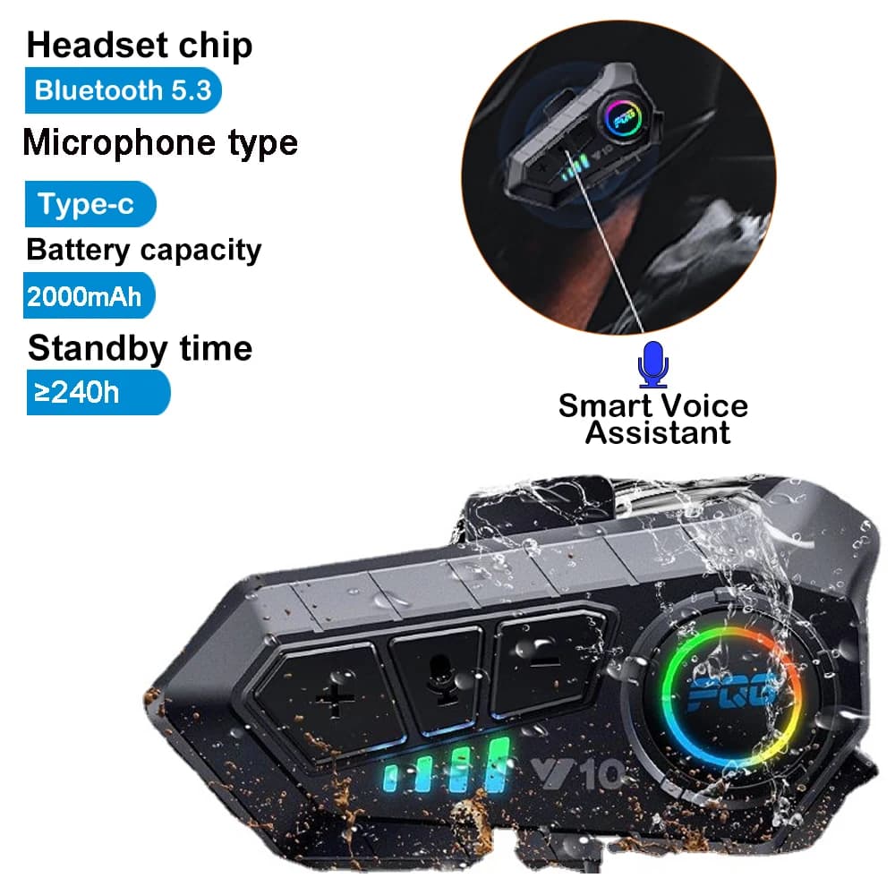 Bluetooth helmet headset 5.3 Wireless speaker phone kit Waterproof motorcycle headset MP3 music player speaker for Moto