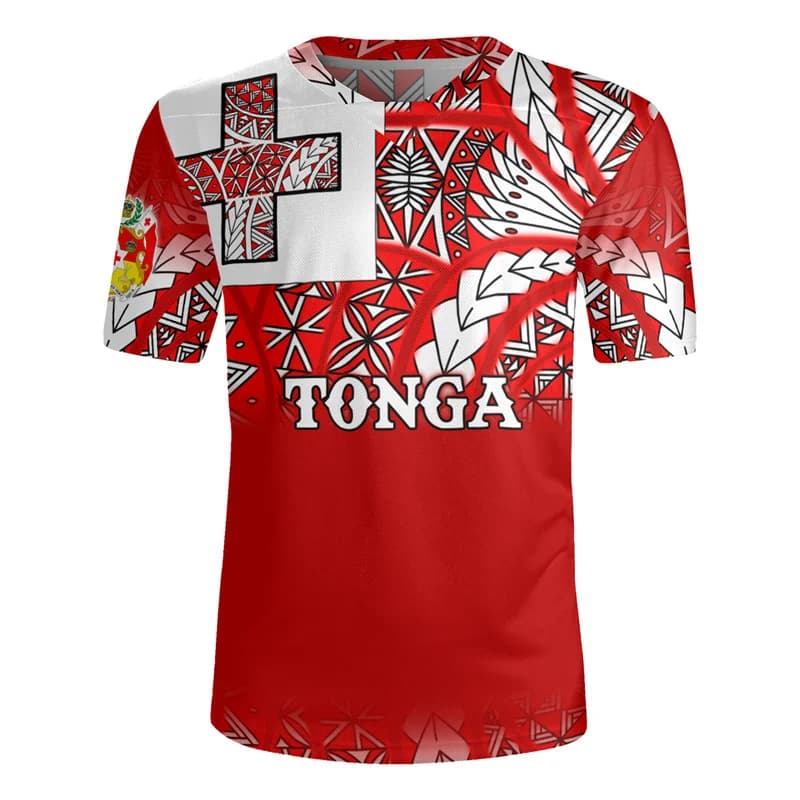 Harajuku 3D Tonga Rugby-Jersey stampa T-Shirt con scollo a V The Kingdom Of Tonga Emblem Graphic V Neck T-Shirt abbigliamento uomo Tee Shirts