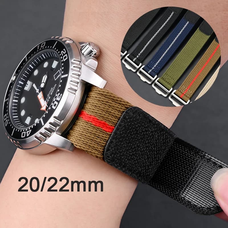Cinturino per orologio con chiusura a gancio e anello 20mm 22mm Bracciale sportivo con cinturino impermeabile per uomo donna a strisce in nylon per Tudor per Omega Seiko