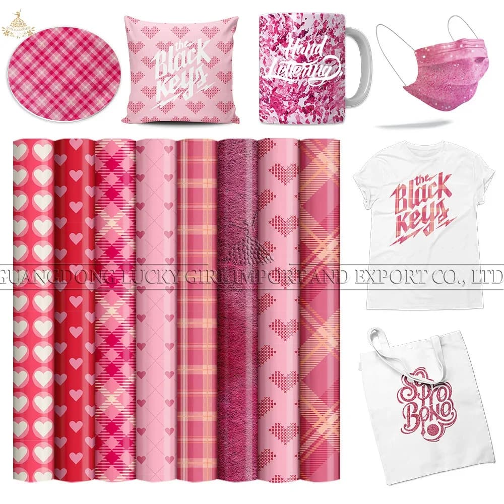 Lucky Goddness Pink Heart fogli di inchiostro Transfer Infusible 8 pezzi 12x12 "carta per sublimazione di san valentino per Joy t-shirt tazze fai da te