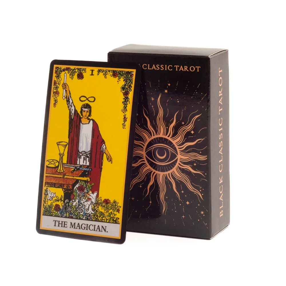 Set di Carte dei Tarocchi Classiche Nere 2026, 78 Carte, Gioco di Divinazione con Guida per Riunioni Familiari e Giochi da Tavolo