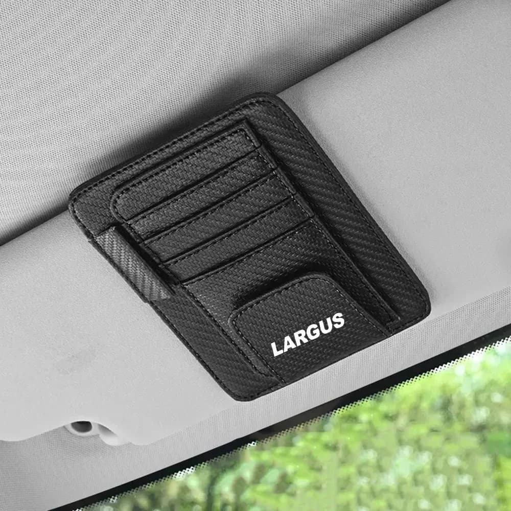 Car Sun Visor Organizer Multi-Pocket Business Card Storage Management Sunglasses Holder Visor for LADA LARGUS