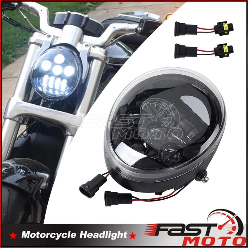 For V-Rod Muscle Street Rod LED Motorcycle Headlight With Angel Eyes For Harley V Rod VRSCF VRSC VRSCR 2002-2017 Headlamp Light