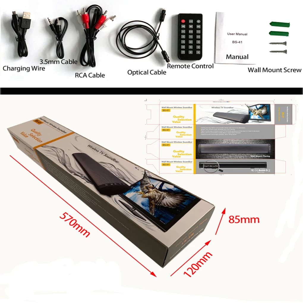 TV Sound Bar PC Gaming 360 gradi Bluetooth 5.0 canali Soundbar 3D Surround Stereo Home Theater Altoparlante audio wireless