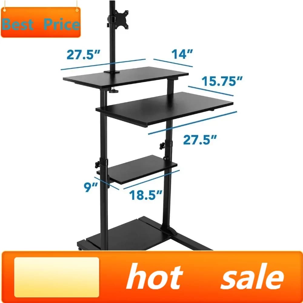 Bestseller Mount-It! Laptop Cartridge with Monitor Support up to 32 Inch, Mobile Desk on Wheels, Laptop Support with Wheels
