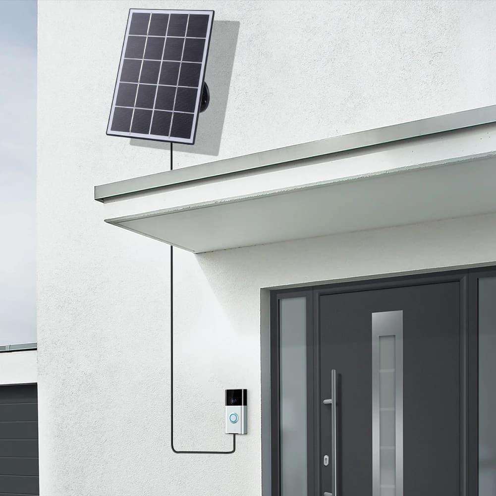 Caricatore solare 4W IP65 Pannello di ricarica solare impermeabile Cavo di ricarica da 9,8 piedi 360 ° Supporto da parete regolabile per Ring Video Doorbell 4