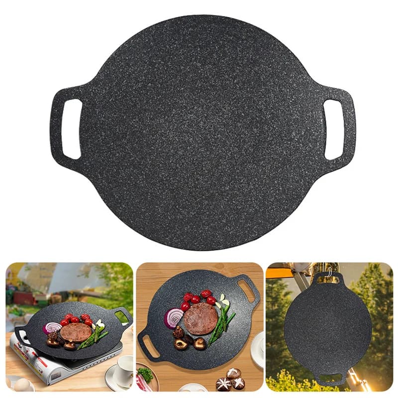 Korean Round Grill Pan Barbecue Pan Pork Belly Non-stick Cooker Maifan Stone Induction Cooker Gas Barbecue Tray Roast Plate