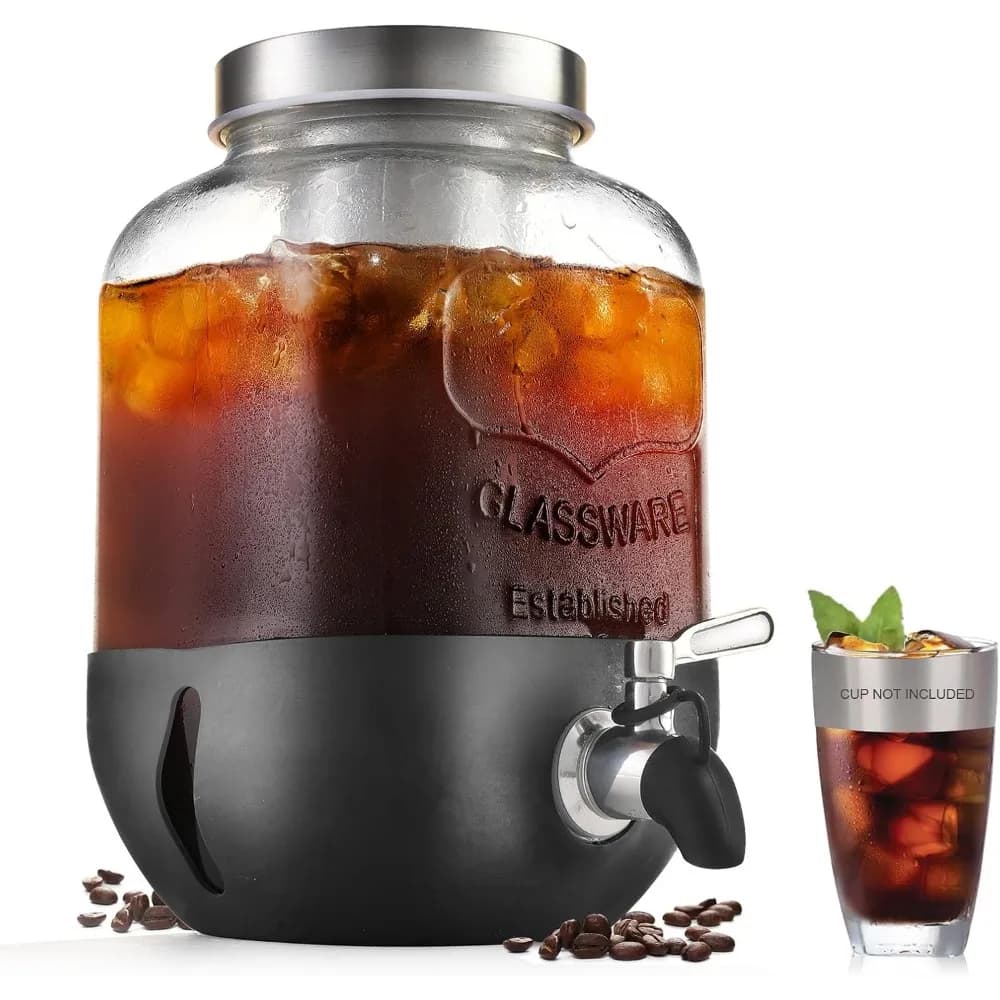 Cold Coffee Machine, 1 Gallon Cold Coffee Machine With Stainless Steel Filter, Heavy Duty Glass Cold Beer Tap with Stainless Steel