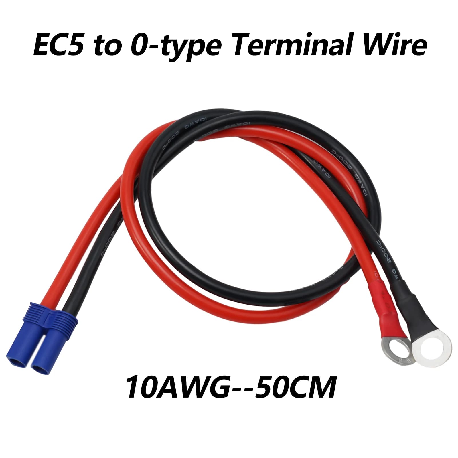 Cavo Terminale EC5 a Tipo O 10AWG per Avviamento Batteria Auto, Lunghezza 0,5m, Cablaggio in Rame Puro per Alimentazione DC 12-24V