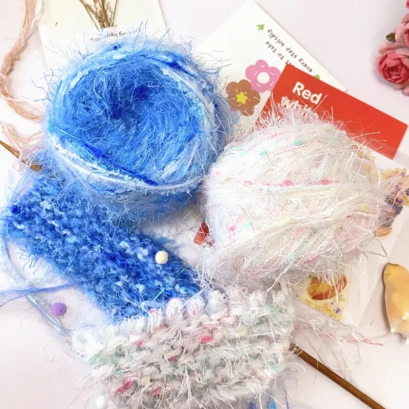 Filato per maglieria misto a mano serie giardino 80g filo di fiori blu fatto a mano bastone all'uncinetto borsa tessuta ad ago filato per capelli decorazione regalo