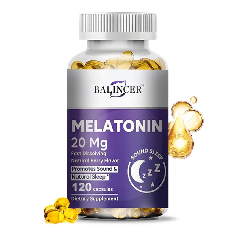 Melatonin capsules - Fully natural night supplement for adults, improves the quality of sleep, relaxation, deep sleep, vegan, non-GMO