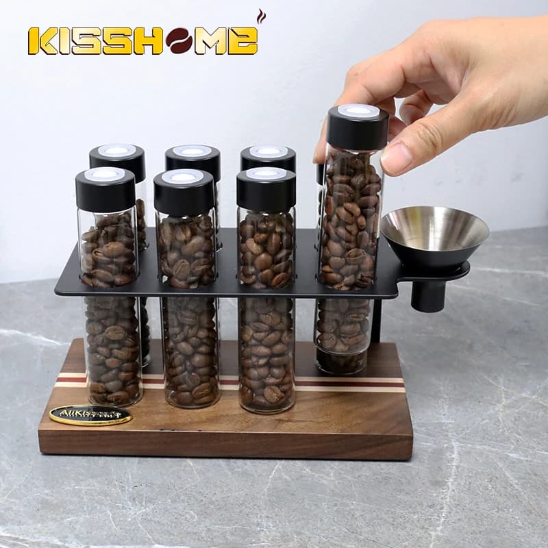 AliKisscafe Coffee Beans Storage Container Display Rack Single Dose Glass Tube Spice Tea Containers Espresso Barista Accessories