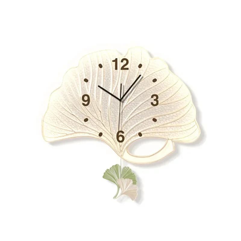 Living room ginkgo biloba swing wall clock home creative personality fashion clock wall cream wind restaurant led clock