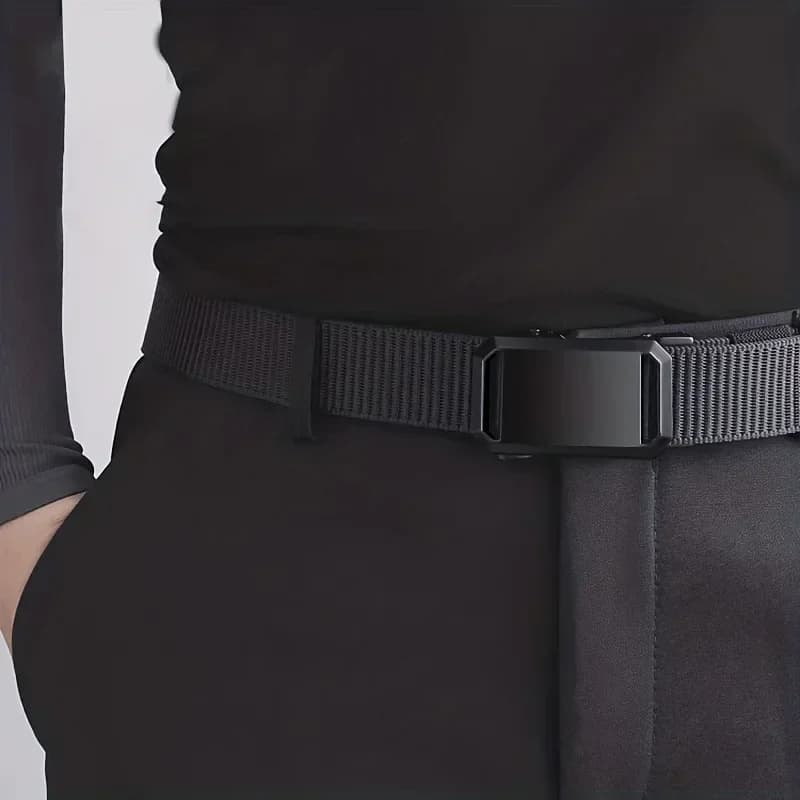 Quick release belt with automatic buckle, military tactical canvas fabric for men, durable pants for training and outdoor work