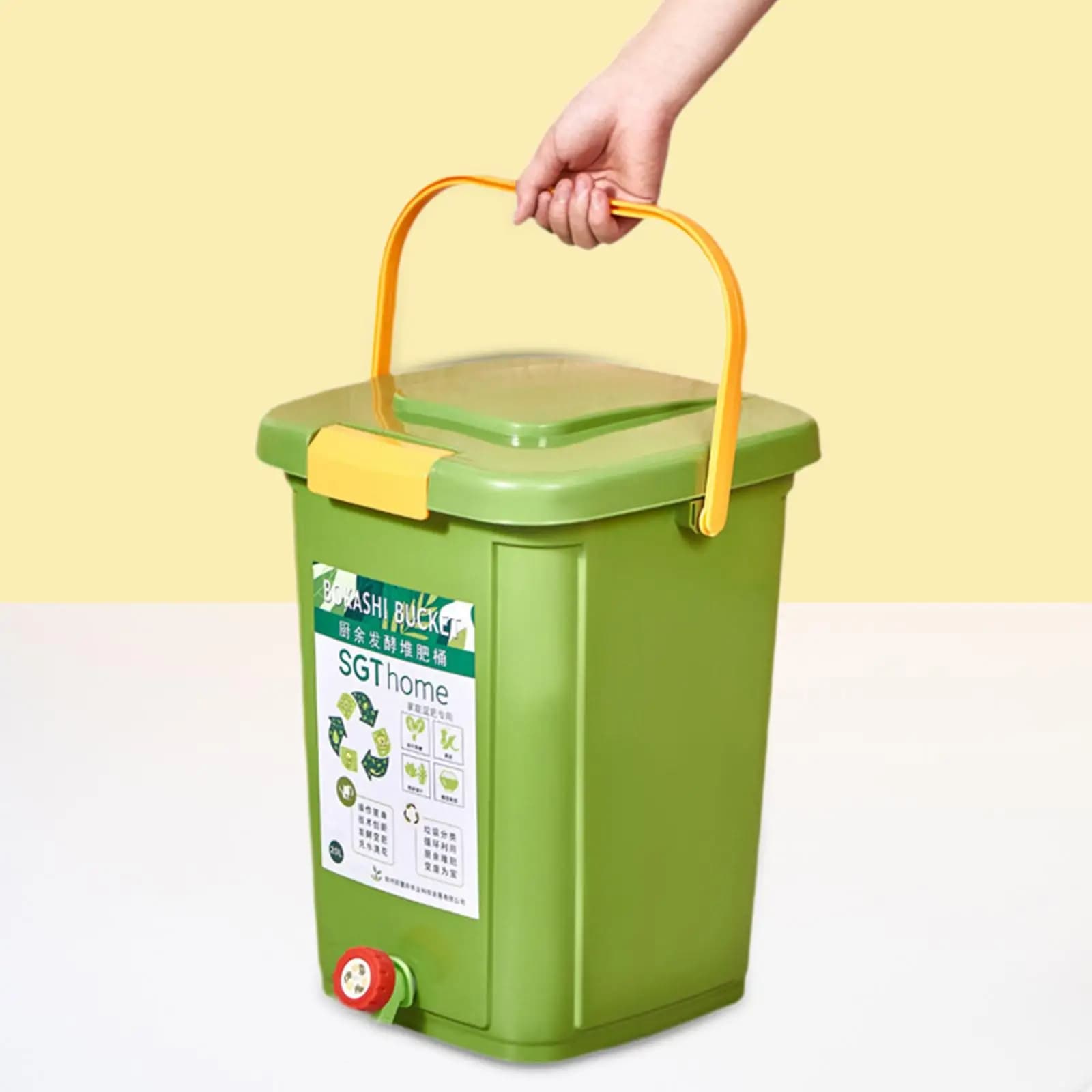 Cestino per compost da appoggio Barile di fermentazione portatile sigillato Secchio per compost da 20 litri per rifiuti alimentari Cucina all'aperto per uso domestico