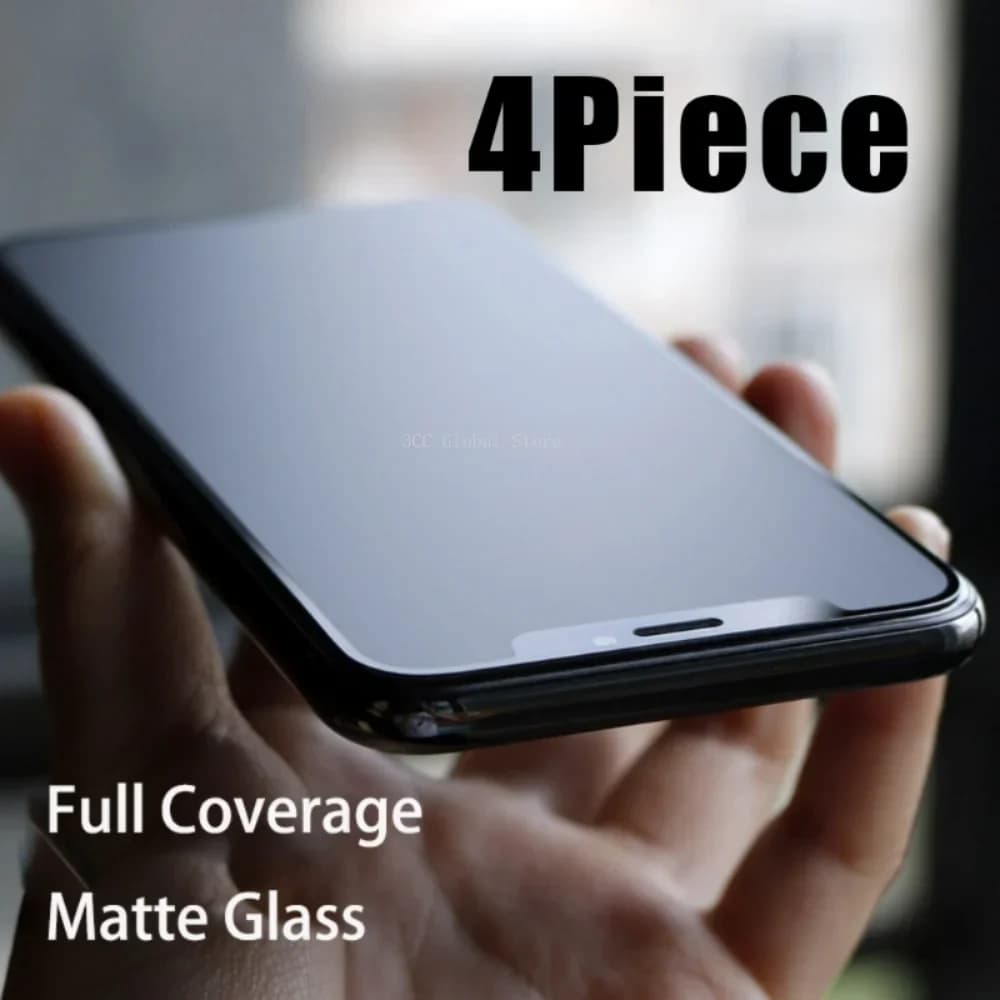 4 pezzi di vetro opaco per iPhone 15 14 13 12 11 Pro Max Pro XS Max X XR 7 8 6 S Plus protezione dello schermo satinato senza pellicola per impronte digitali