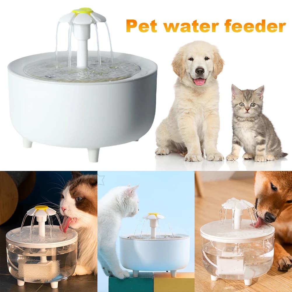 1200ml Automatic Cat Water Fountain Filter USB Auto Filter Transparent Cat Drinker Electric Mute Recirculate Filtering Drinker