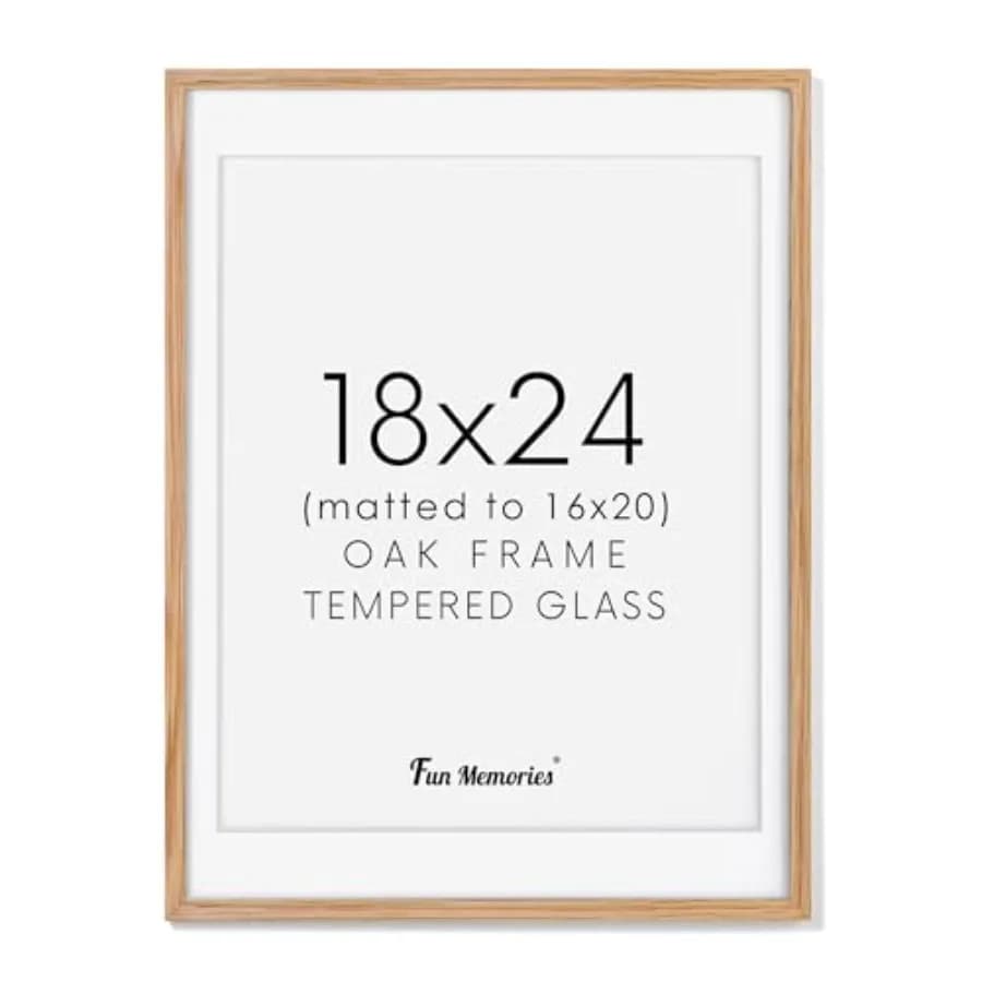 18x24 Picture Frame, Solid Wood 18 x 24 Frame for Wall, 18 by 24 Poster Frame with Real Glass, 18x24 Matted frame for 16x20, 18