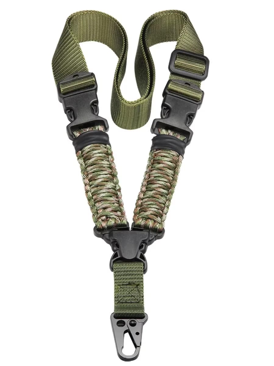 Tracolla tattica per pistola a punto singolo Fettuccia in nylon Paracord Tracolla per fucile multiuso Cintura per fucile regolabile durevole per la caccia