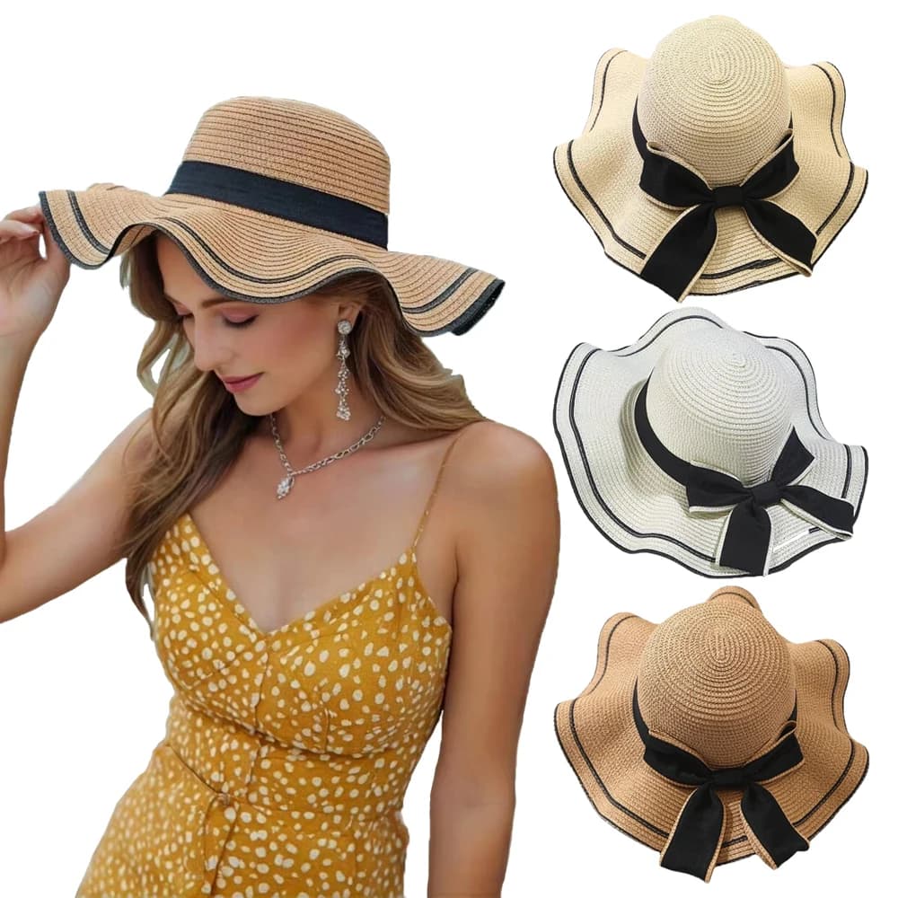 Summer Beach Sunscreen Straw Hat for Women's Fresh Face Covering Travel Versatile Sun Hat Sunshade Hat
