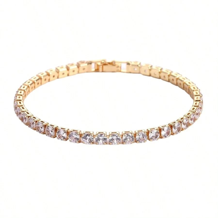 Bracciale Tennis da Donna 19cm con Zirconia Cubica, Stile Minimalista Hip Hop