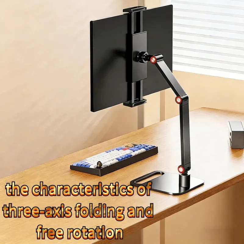 Supporto per Monitor a Braccio Singolo Regolabile in Altezza e Rotazione a 360° ° Supporto da Scrivania Girevole per Telefono, Tablet e Schermo Portatile