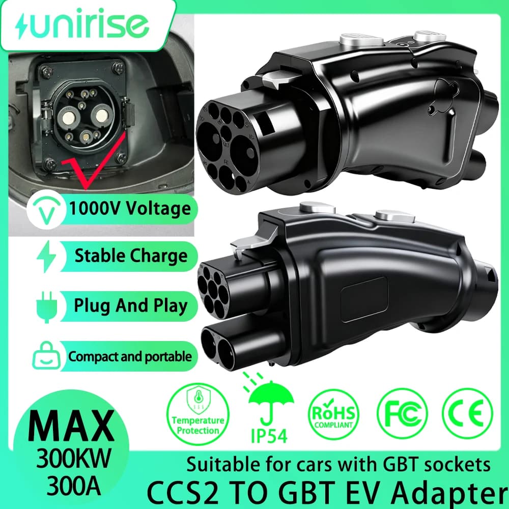 Unirise CCS2 to GB/T EV Converter Adapter DC 300A 1000V 300KW CCS Combo 2 to GBT Electric Vehicle Charging Charger Adaptor
